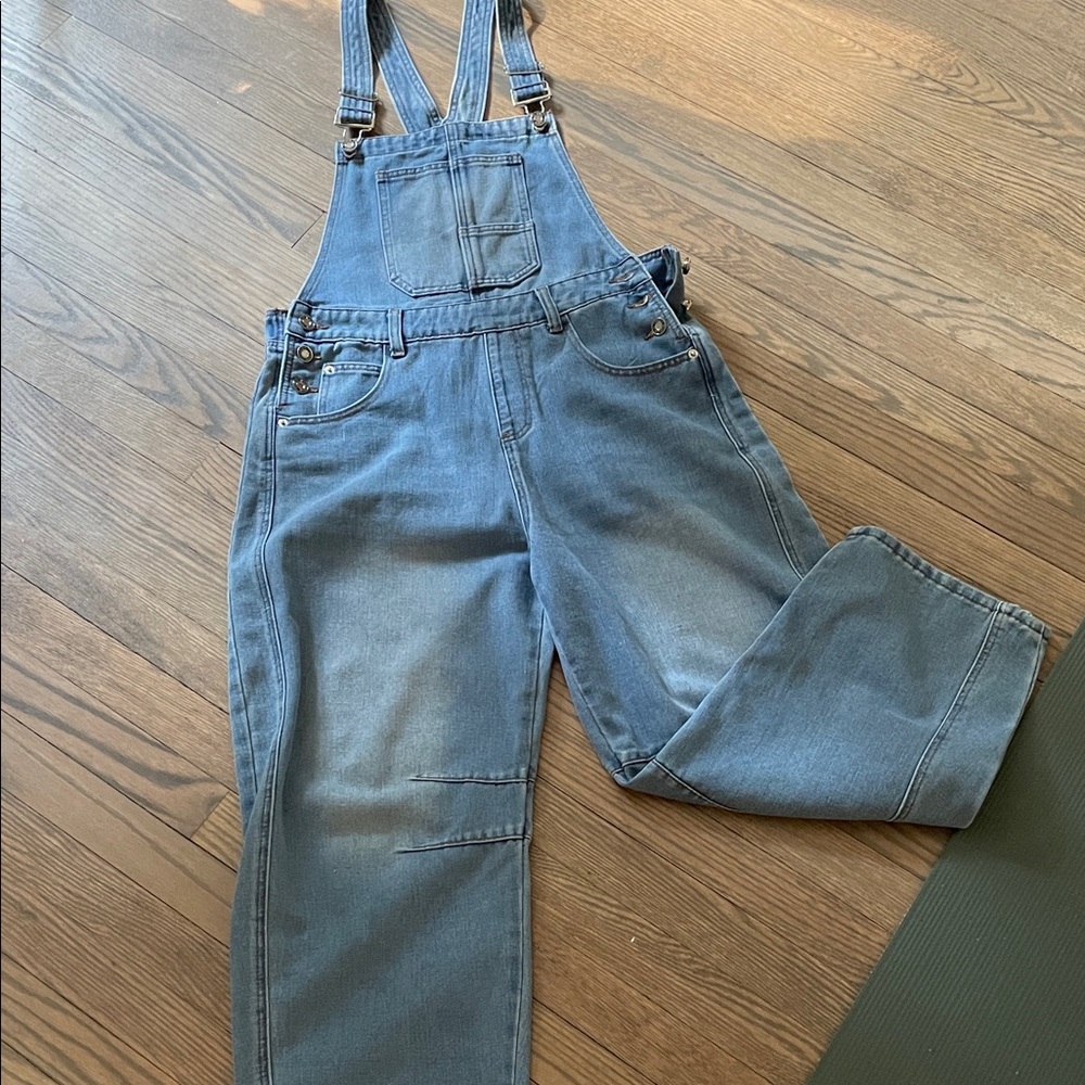 Barrel Leg Blue Denim Overalls